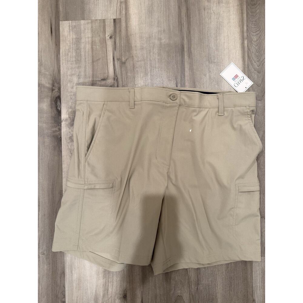 Chaps Men's Cargo Shorts 38 Beige Khaki 100% Cotton, Zip Pocket, Mid-Rise,